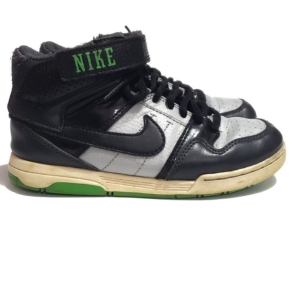 nike high top black green gray sneakers size 13.5